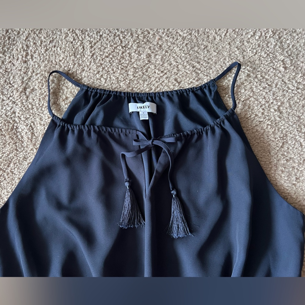 Likely Ashlee Navy Strappy Lined Mini Dress Tassel Sz 4 - Picture 7 of 11